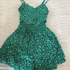 Hollister Green Ruched Tiered Sundress Sleeveless